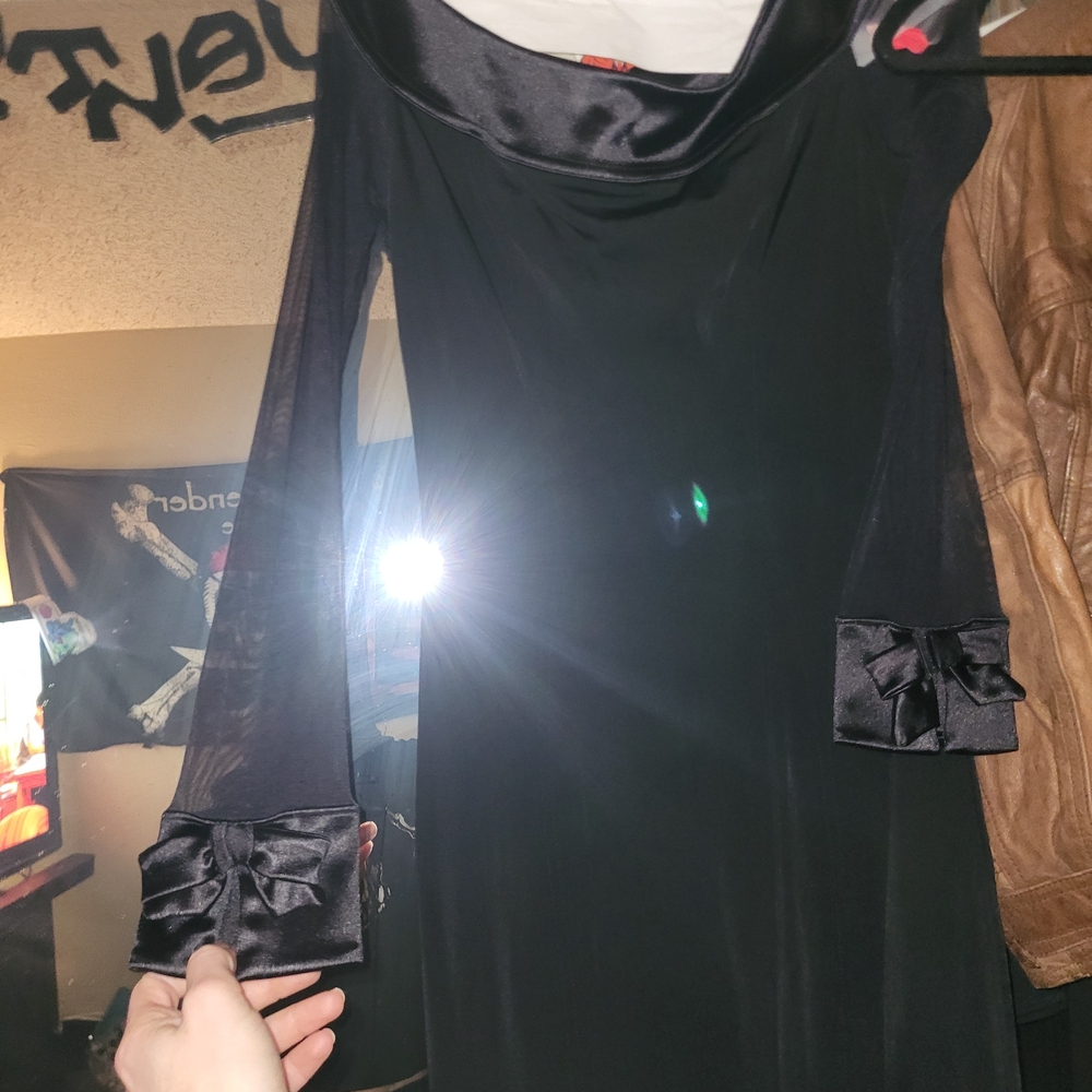 Tadashi Shoji Black Long Sleeve Dress with Satin Bow Accents